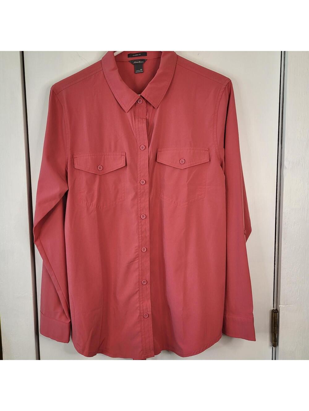 Eddie Bauer Women's Departure 2.0 long-sleeve shirt in chili red medium